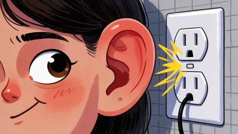 cartoon ear listening to a buzzing outlet